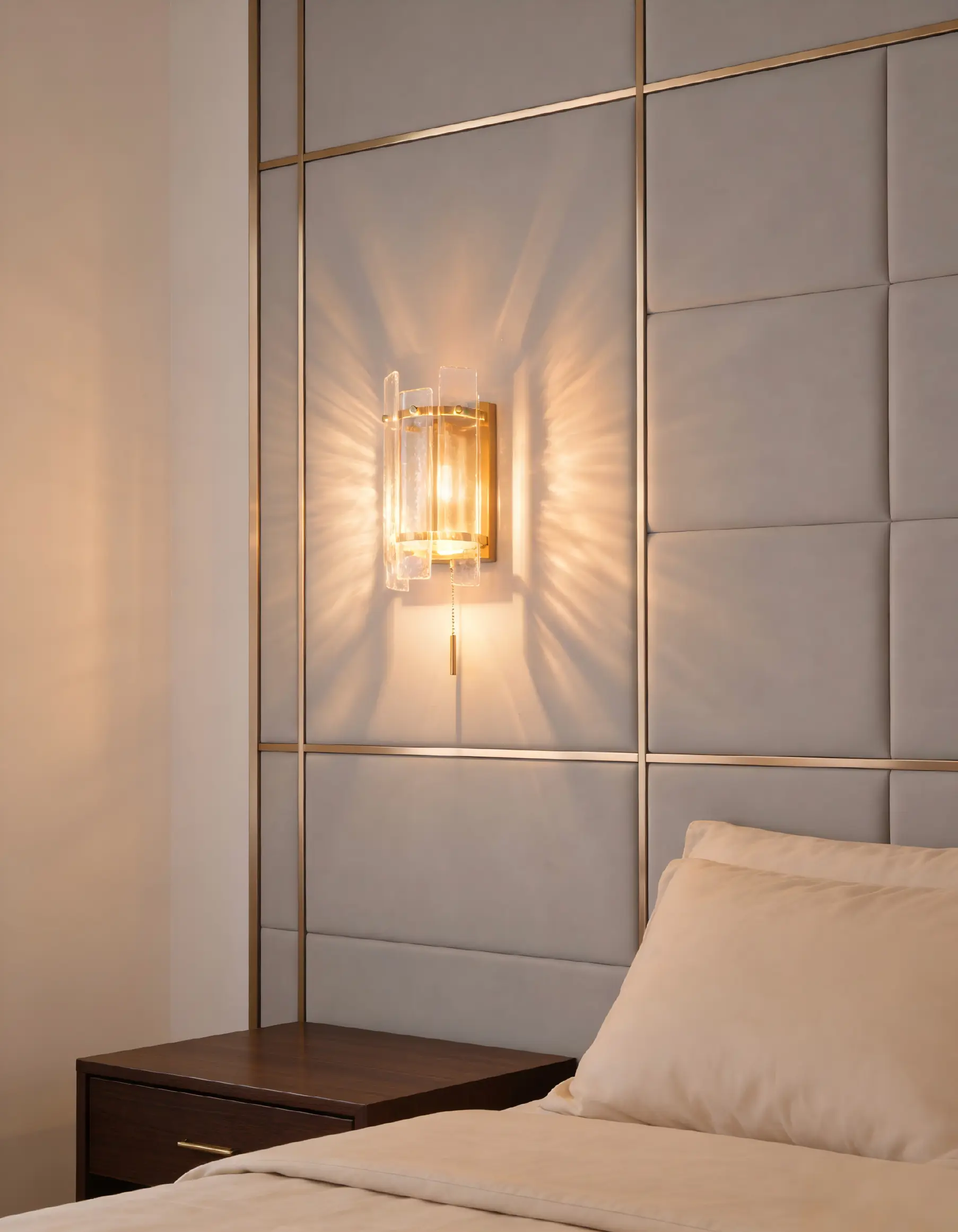 1 Light Modern Glass Wall Sconce With Pull Chain